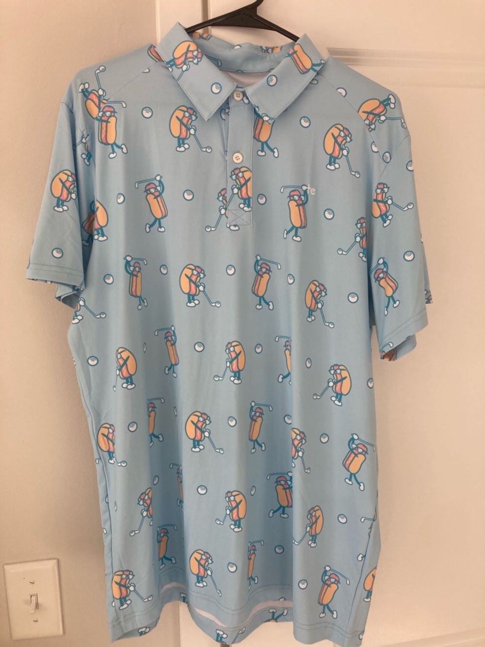 Tipsy Elves Light Blue Golf Bag Print Polo